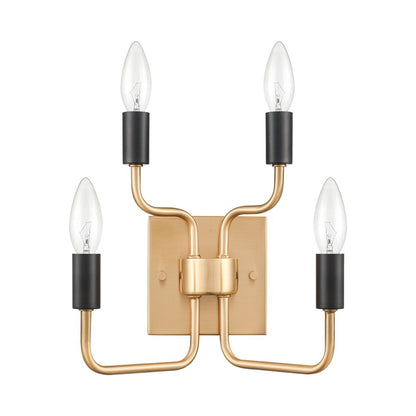 Atlas Lighting Epping Avenue 10in 4-Light Wall Sconce | Transitional Aged Brass and Matte Black Metal | Entryway, Living Room | Model WL11070-BS