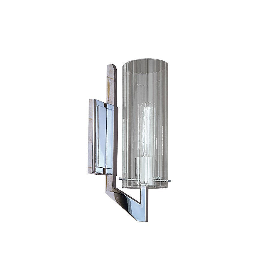 Atlas Lighting Faceted 12.75in 1-Light Wall Sconce | Modern Chrome and Clear Ribbed Glass | Hallway & Living Room Accent | Model WL11071-CH