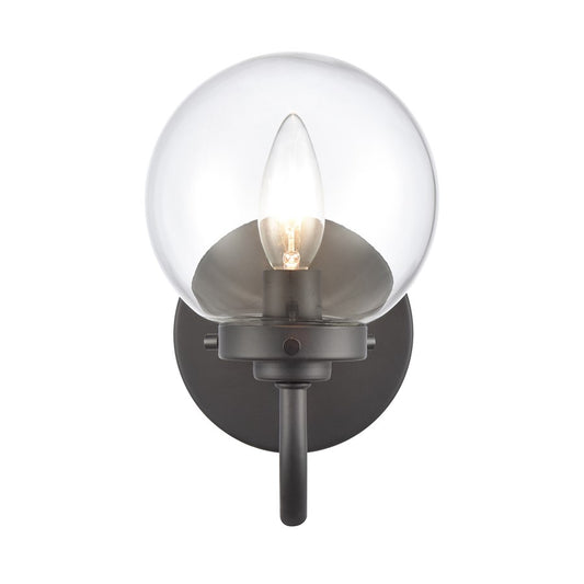 Atlas Lighting Fairbanks 9in 1-Light Wall Sconce | Midcentury Modern Matte Black and Clear Glass | Bedroom & Hallway Accent | Model WL11072-BK1