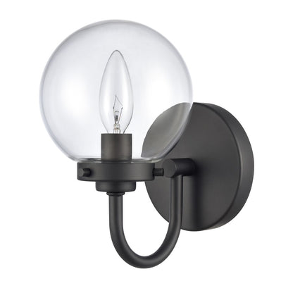 Atlas Lighting Fairbanks 9in 1-Light Wall Sconce | Midcentury Modern Matte Black and Clear Glass | Bedroom & Hallway Accent | Model WL11072-BK1