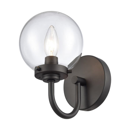 Atlas Lighting Fairbanks 9in 1-Light Wall Sconce | Midcentury Modern Matte Black and Clear Glass | Bedroom & Hallway Accent | Model WL11072-BK1