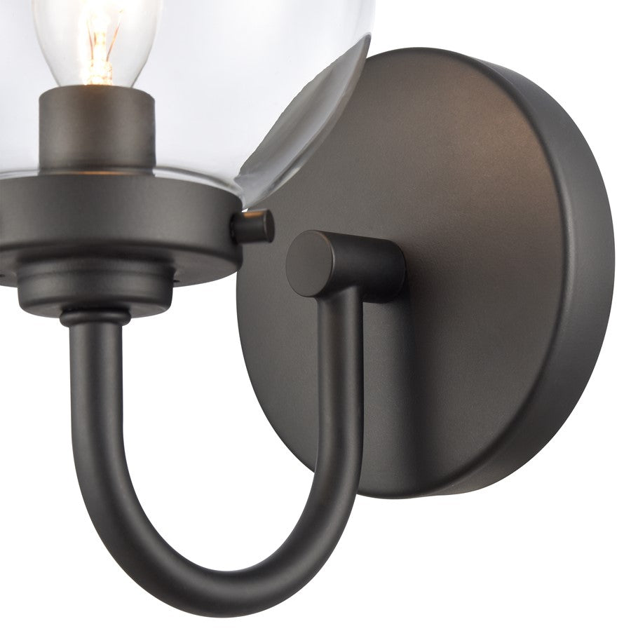 Atlas Lighting Fairbanks 9in 1-Light Wall Sconce | Midcentury Modern Matte Black and Clear Glass | Bedroom & Hallway Accent | Model WL11072-BK1