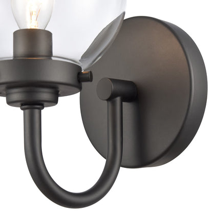 Atlas Lighting Fairbanks 9in 1-Light Wall Sconce | Midcentury Modern Matte Black and Clear Glass | Bedroom & Hallway Accent | Model WL11072-BK1