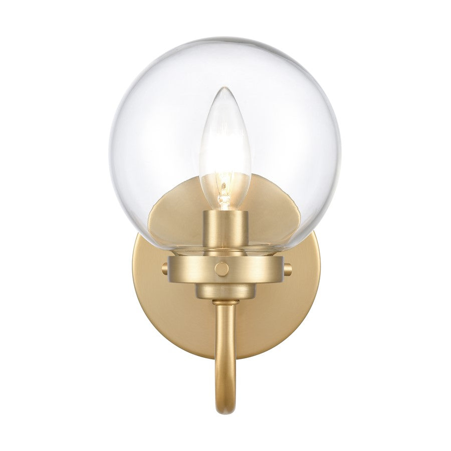 Atlas Lighting Fairbanks 1-Light Wall Sconce | Midcentury Brushed Gold and Clear Glass | Bedroom & Hallway Accent Light | Model WL11072-GD1