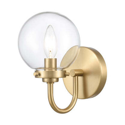 Atlas Lighting Fairbanks 1-Light Wall Sconce | Midcentury Brushed Gold and Clear Glass | Bedroom & Hallway Accent Light | Model WL11072-GD1