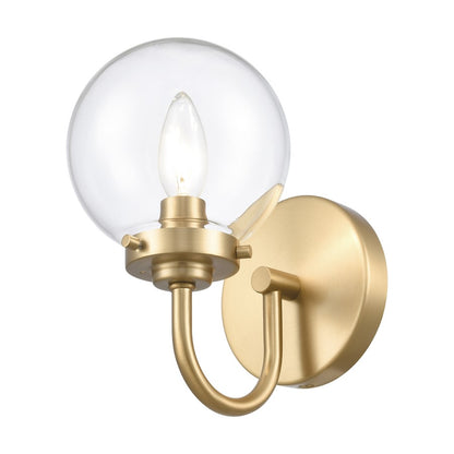Atlas Lighting Fairbanks 1-Light Wall Sconce | Midcentury Brushed Gold and Clear Glass | Bedroom & Hallway Accent Light | Model WL11072-GD1