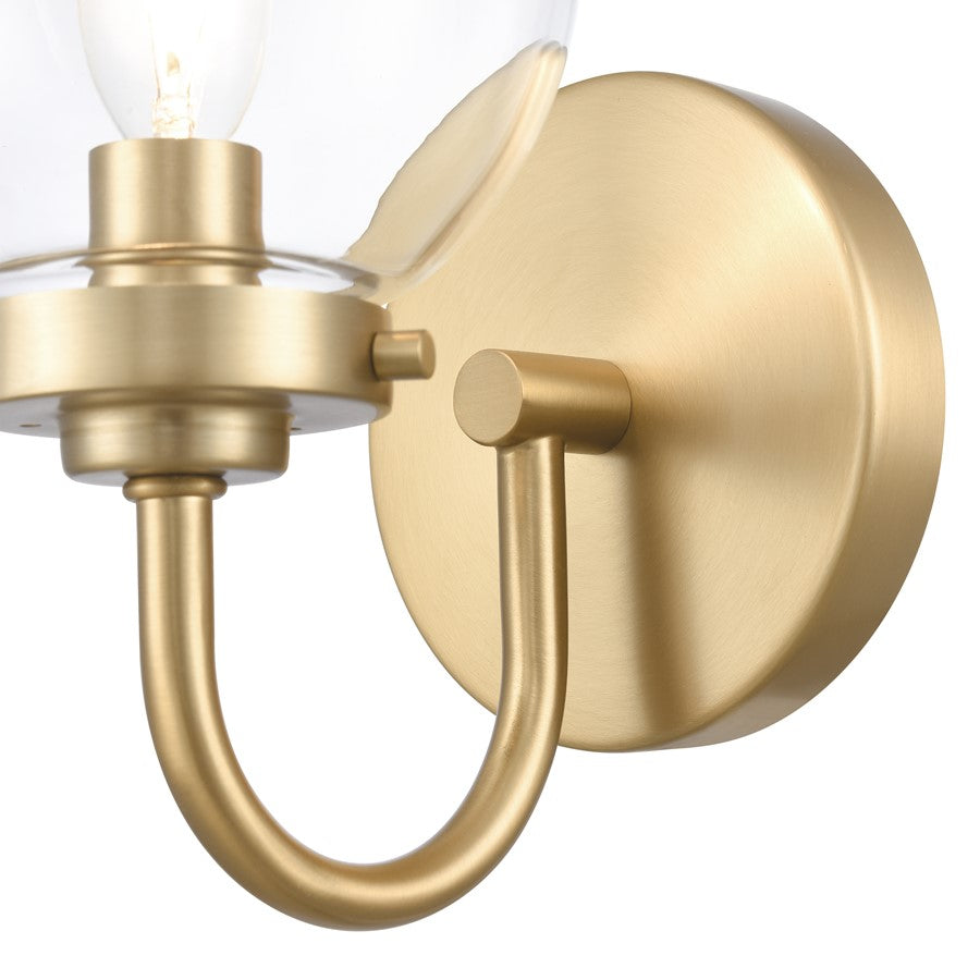Atlas Lighting Fairbanks 1-Light Wall Sconce | Midcentury Brushed Gold and Clear Glass | Bedroom & Hallway Accent Light | Model WL11072-GD1
