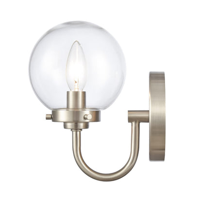 Atlas Lighting Fairbanks 1-Light Wall Sconce | Midcentury Brushed Nickel and Clear Glass | Bedroom & Hallway Accent Light | Model WL11072-NK1