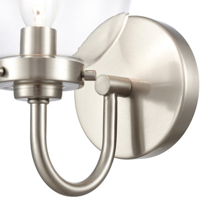 Atlas Lighting Fairbanks 1-Light Wall Sconce | Midcentury Brushed Nickel and Clear Glass | Bedroom & Hallway Accent Light | Model WL11072-NK1