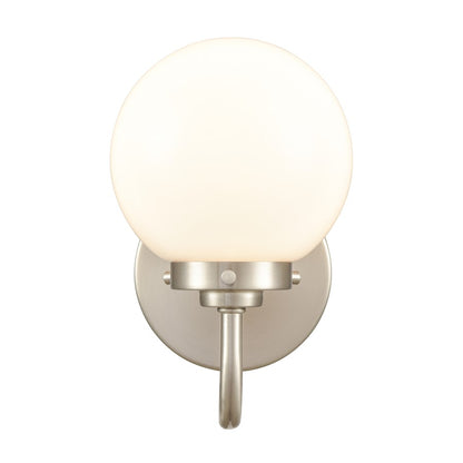 Atlas Lighting Fairbanks 1-Light Wall Sconce | Midcentury Brushed Nickel and White Opal Glass | Bedroom & Hallway Accent Light | Model WL11072-NK2
