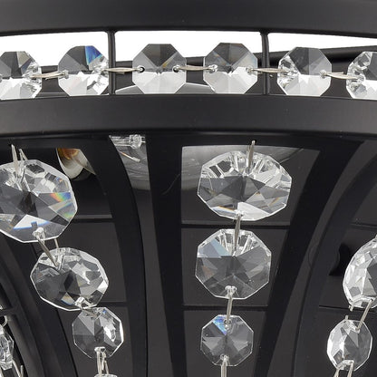 Atlas Lighting Fantania 9in 1-Light Wall Sconce | Traditional Matte Black and Clear Crystal | Bedroom & Hallway | 9 x 5.5 x 9 in | Model WL11073-BK