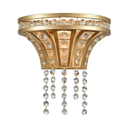 Atlas Lighting Fantania 9in 1-Light Wall Sconce | Traditional Champagne Gold and Clear Crystal | Bedroom & Hallway | 9 x 5.5 x 9 in | Model WL11073-GD