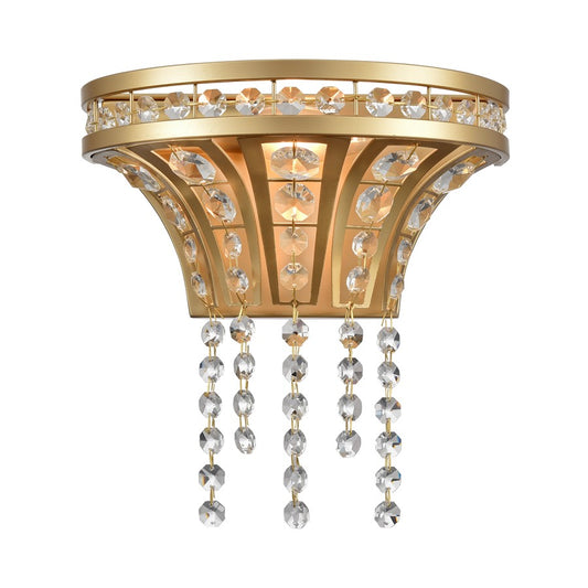 Atlas Lighting Fantania 9in 1-Light Wall Sconce | Traditional Champagne Gold and Clear Crystal | Bedroom & Hallway | 9 x 5.5 x 9 in | Model WL11073-GD