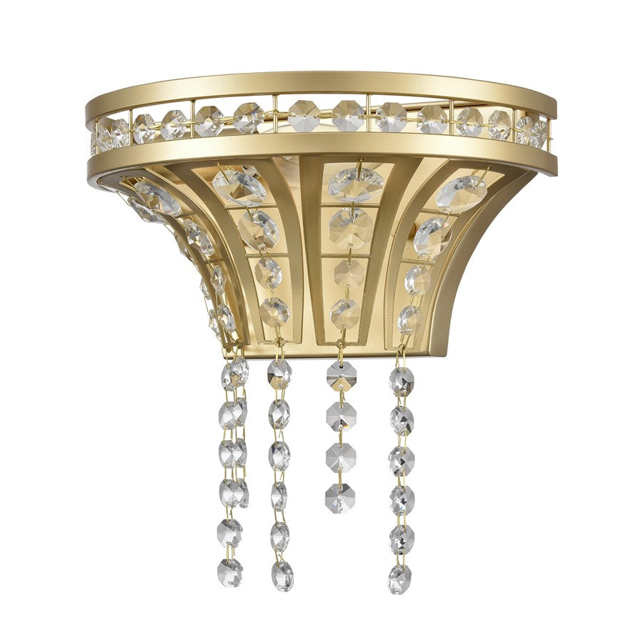 Atlas Lighting Fantania 9in 1-Light Wall Sconce | Traditional Champagne Gold and Clear Crystal | Bedroom & Hallway | 9 x 5.5 x 9 in | Model WL11073-GD