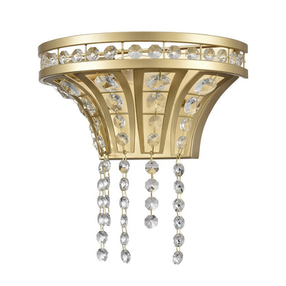 Atlas Lighting Fantania 9in 1-Light Wall Sconce | Traditional Champagne Gold and Clear Crystal | Bedroom & Hallway | 9 x 5.5 x 9 in | Model WL11073-GD