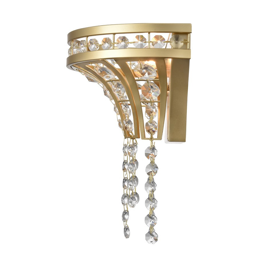 Atlas Lighting Fantania 9in 1-Light Wall Sconce | Traditional Champagne Gold and Clear Crystal | Bedroom & Hallway | 9 x 5.5 x 9 in | Model WL11073-GD