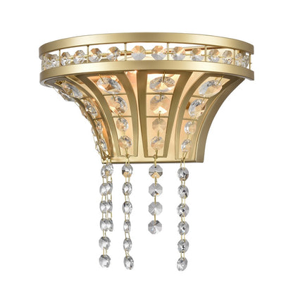 Atlas Lighting Fantania 9in 1-Light Wall Sconce | Traditional Champagne Gold and Clear Crystal | Bedroom & Hallway | 9 x 5.5 x 9 in | Model WL11073-GD