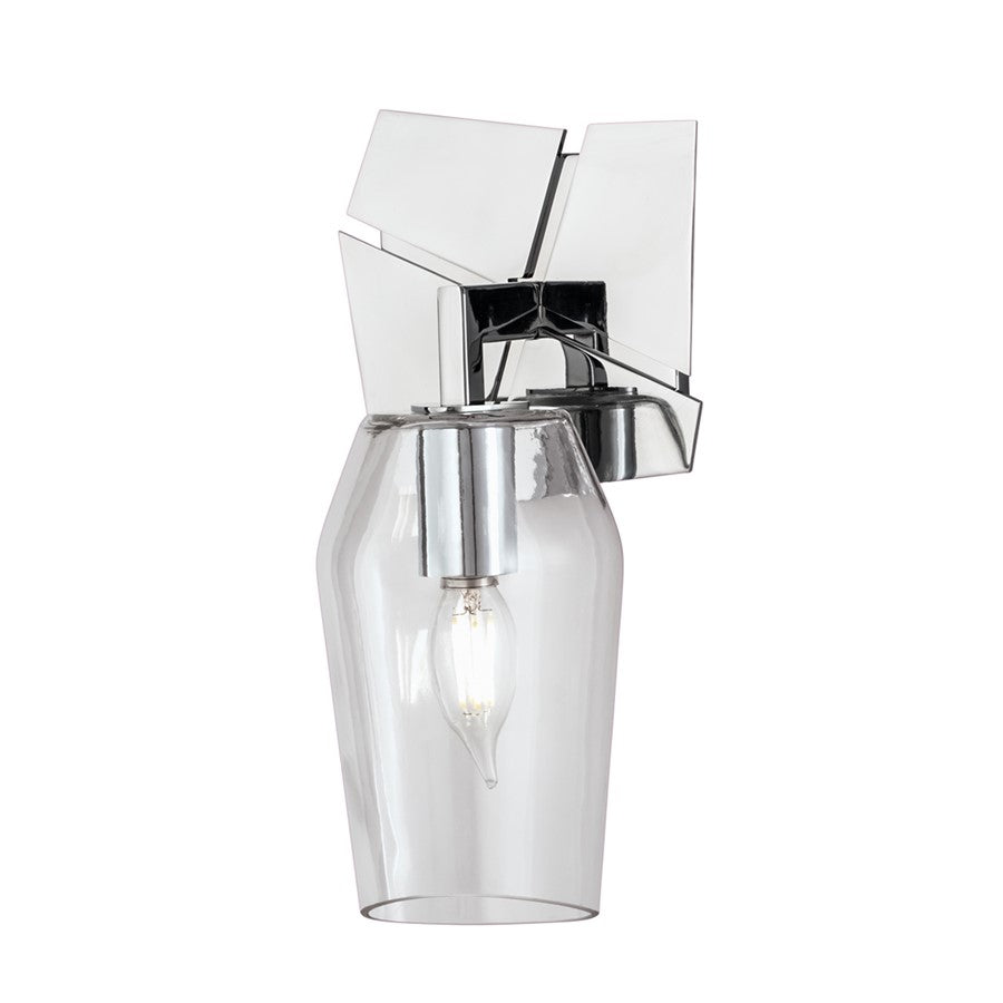 Atlas Lighting Gaia 11.25in 1-Light Wall Sconce | Modern Chrome and Clear Glass | Bedroom & Hallway Accent Light | Model WL11081-CH
