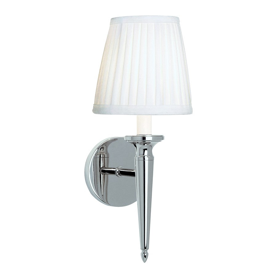 Atlas Lighting Georgetown 14in 1-Light Wall Sconce | Traditional Polished Nickel and White Fabric Shade | Bedroom & Hallway | Model WL11084-NK2