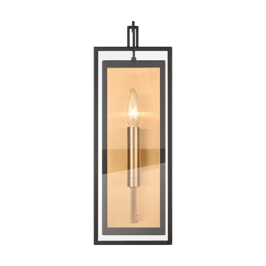 Atlas Lighting Gianni 17in 1-Light Wall Sconce | Modern Matte Black and Gold with Clear Glass | Bedroom & Living Room | Model WL11086-BK