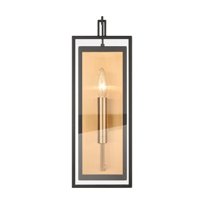 Atlas Lighting Gianni 17in 1-Light Wall Sconce | Modern Matte Black and Gold with Clear Glass | Bedroom & Living Room | Model WL11086-BK