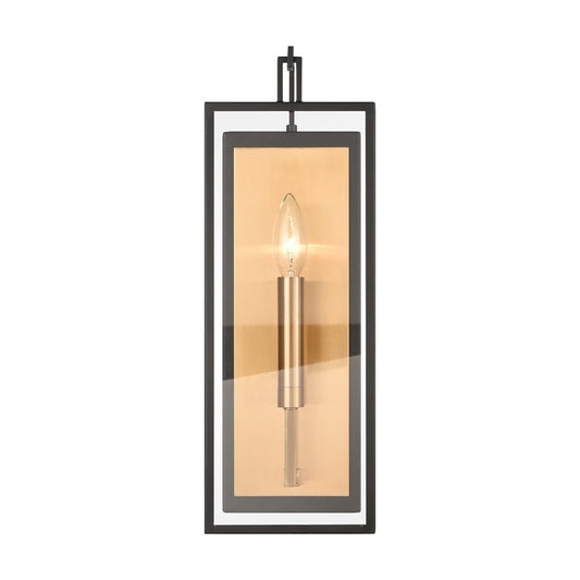 Atlas Lighting Gianni 17in 1-Light Wall Sconce | Modern Matte Black and Gold with Clear Glass | Bedroom & Living Room | Model WL11086-BK