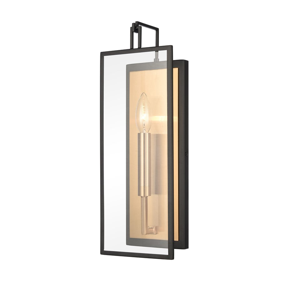 Atlas Lighting Gianni 17in 1-Light Wall Sconce | Modern Matte Black and Gold with Clear Glass | Bedroom & Living Room | Model WL11086-BK