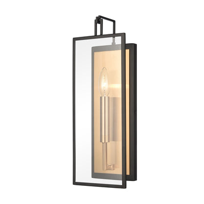 Atlas Lighting Gianni 17in 1-Light Wall Sconce | Modern Matte Black and Gold with Clear Glass | Bedroom & Living Room | Model WL11086-BK