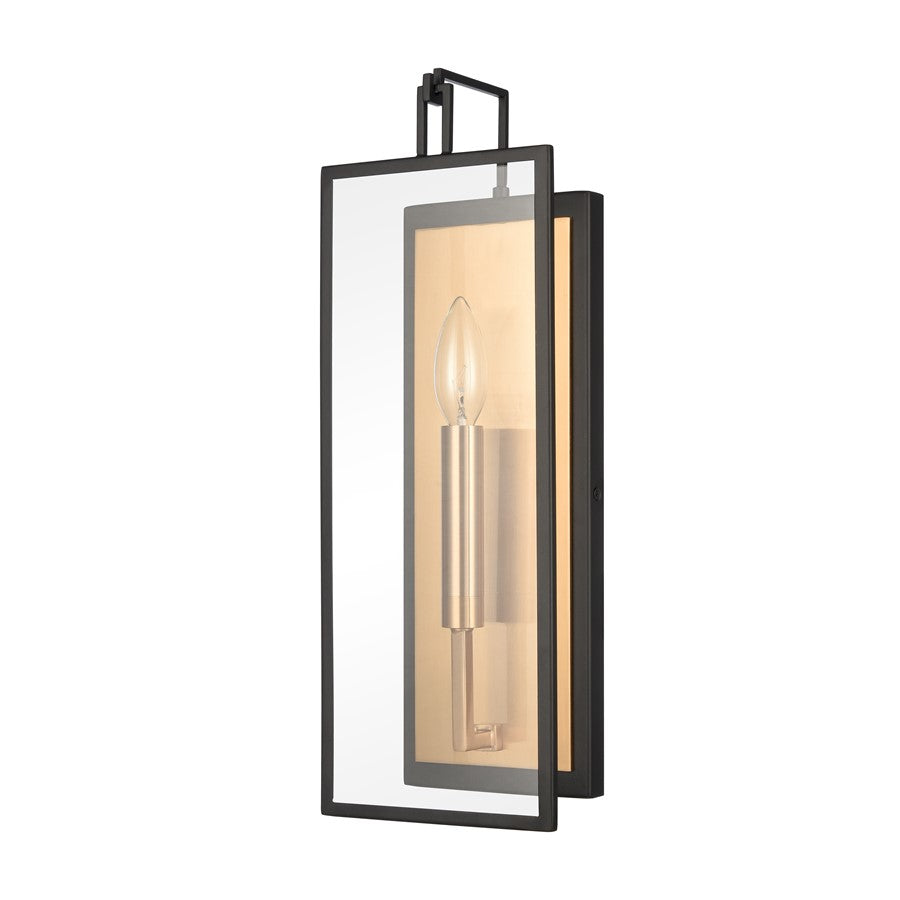 Atlas Lighting Gianni 17in 1-Light Wall Sconce | Modern Matte Black and Gold with Clear Glass | Bedroom & Living Room | Model WL11086-BK