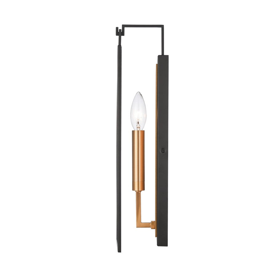 Atlas Lighting Gianni 17in 1-Light Wall Sconce | Modern Matte Black and Gold with Clear Glass | Bedroom & Living Room | Model WL11086-BK
