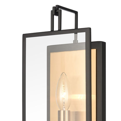 Atlas Lighting Gianni 17in 1-Light Wall Sconce | Modern Matte Black and Gold with Clear Glass | Bedroom & Living Room | Model WL11086-BK