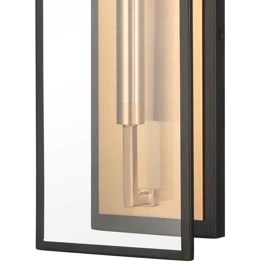 Atlas Lighting Gianni 17in 1-Light Wall Sconce | Modern Matte Black and Gold with Clear Glass | Bedroom & Living Room | Model WL11086-BK