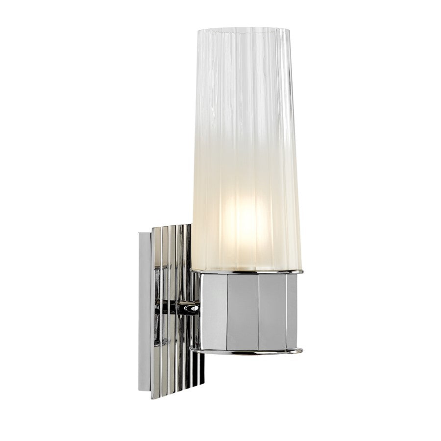 Atlas Lighting Icycle 12in 1-Light Wall Sconce | Modern Chrome and White Glass | Bedroom & Hallway Accent | 5 x 4 x 12 in | Model WL11091-CH