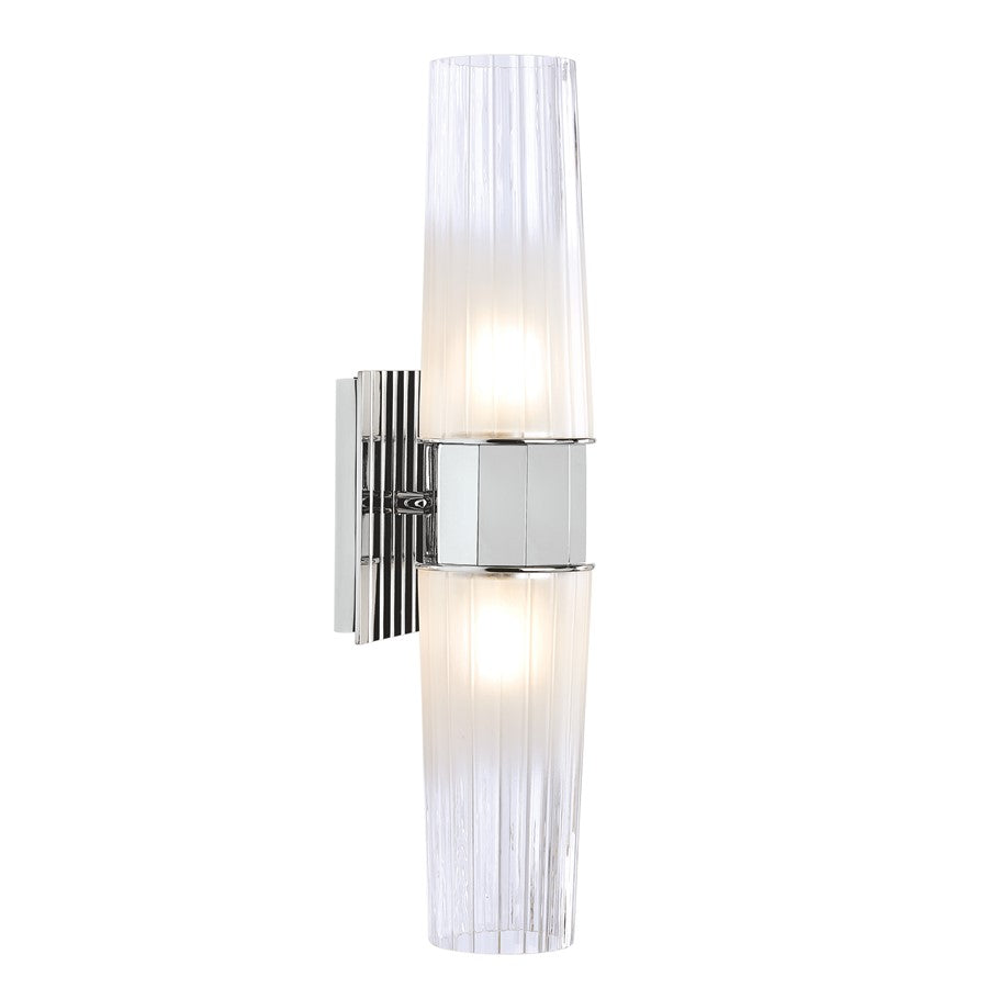 Atlas Lighting Icycle 18in 2-Light Wall Sconce | Modern Chrome and White Glass | Bedroom & Hallway Accent | 5 x 4 x 18 in | Model WL11092-CH