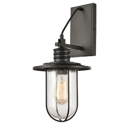 Atlas Lighting Lakeshore Drive 18in 1-Light Wall Sconce | Transitional Matte Black and Clear Seeded Glass | Hallway & Bedroom | Model WL11100-BK
