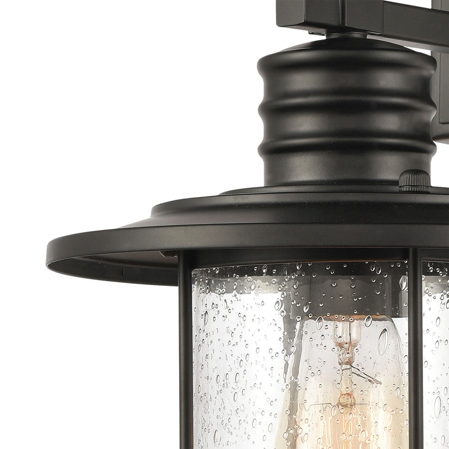 Atlas Lighting Lakeshore Drive 18in 1-Light Wall Sconce | Transitional Matte Black and Clear Seeded Glass | Hallway & Bedroom | Model WL11100-BK
