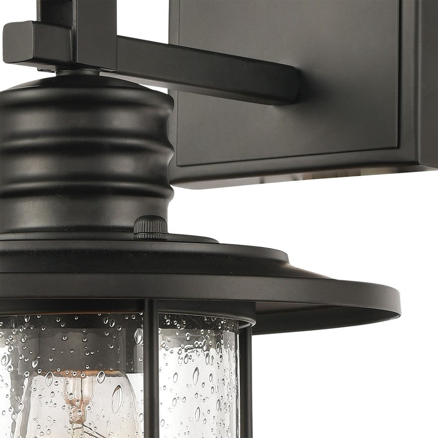 Atlas Lighting Lakeshore Drive 18in 1-Light Wall Sconce | Transitional Matte Black and Clear Seeded Glass | Hallway & Bedroom | Model WL11100-BK