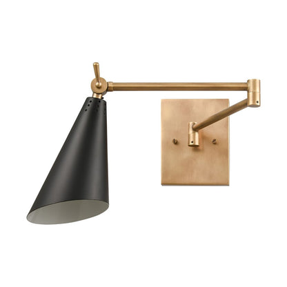 Atlas Lighting Luca 9'' High 1Lt Sconce, Natural Brass/Black