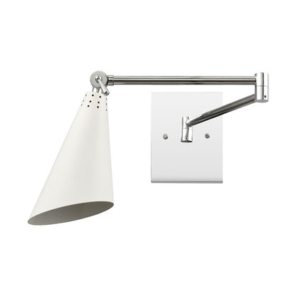 Atlas Lighting Luca 22in 1-Light Wall Sconce | Midcentury Polished Chrome and White Metal | Hallway & Bedroom Accent | Model WL11104-CH
