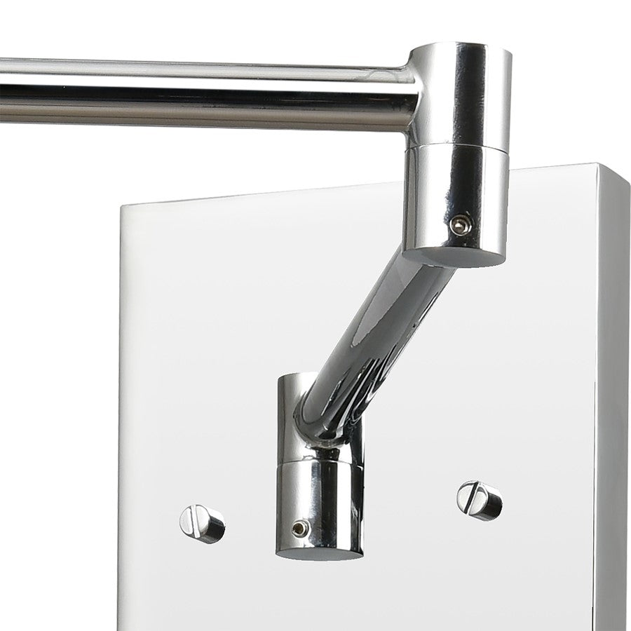 Atlas Lighting Luca 22in 1-Light Wall Sconce | Midcentury Polished Chrome and White Metal | Hallway & Bedroom Accent | Model WL11104-CH