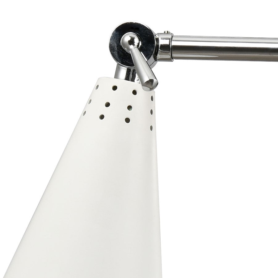 Atlas Lighting Luca 22in 1-Light Wall Sconce | Midcentury Polished Chrome and White Metal | Hallway & Bedroom Accent | Model WL11104-CH