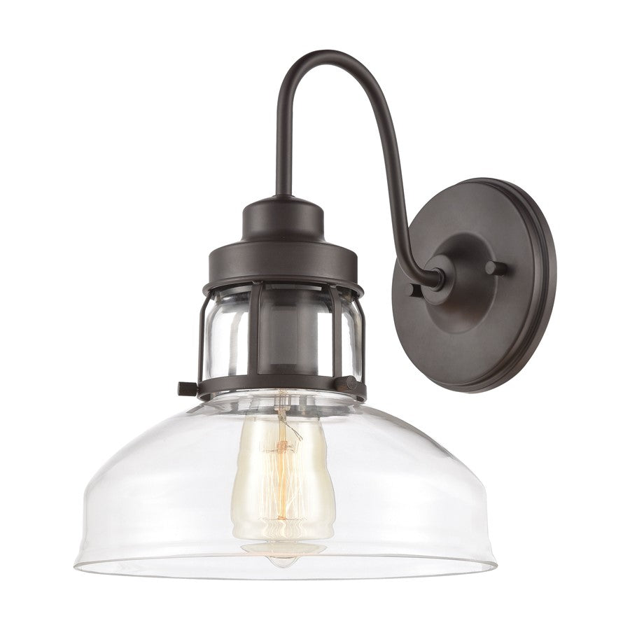 Atlas Lighting Manhattan Boutique 11in 1-Light Wall Sconce | Transitional Oil Rubbed Bronze and Clear Glass | Hallway & Bedroom | Model WL11105-BZ