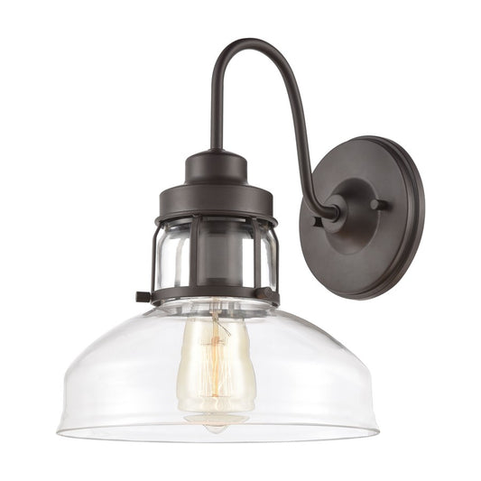 Atlas Lighting Manhattan Boutique 11in 1-Light Wall Sconce | Transitional Oil Rubbed Bronze and Clear Glass | Hallway & Bedroom | Model WL11105-BZ