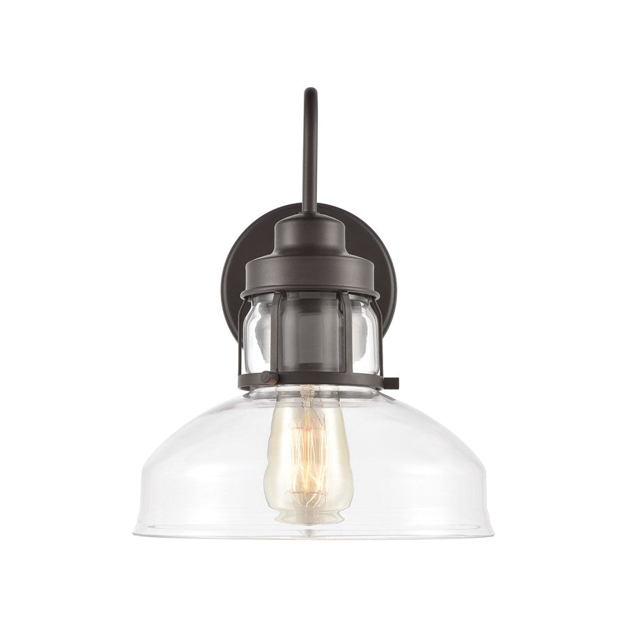 Atlas Lighting Manhattan Boutique 11in 1-Light Wall Sconce | Transitional Oil Rubbed Bronze and Clear Glass | Hallway & Bedroom | Model WL11105-BZ