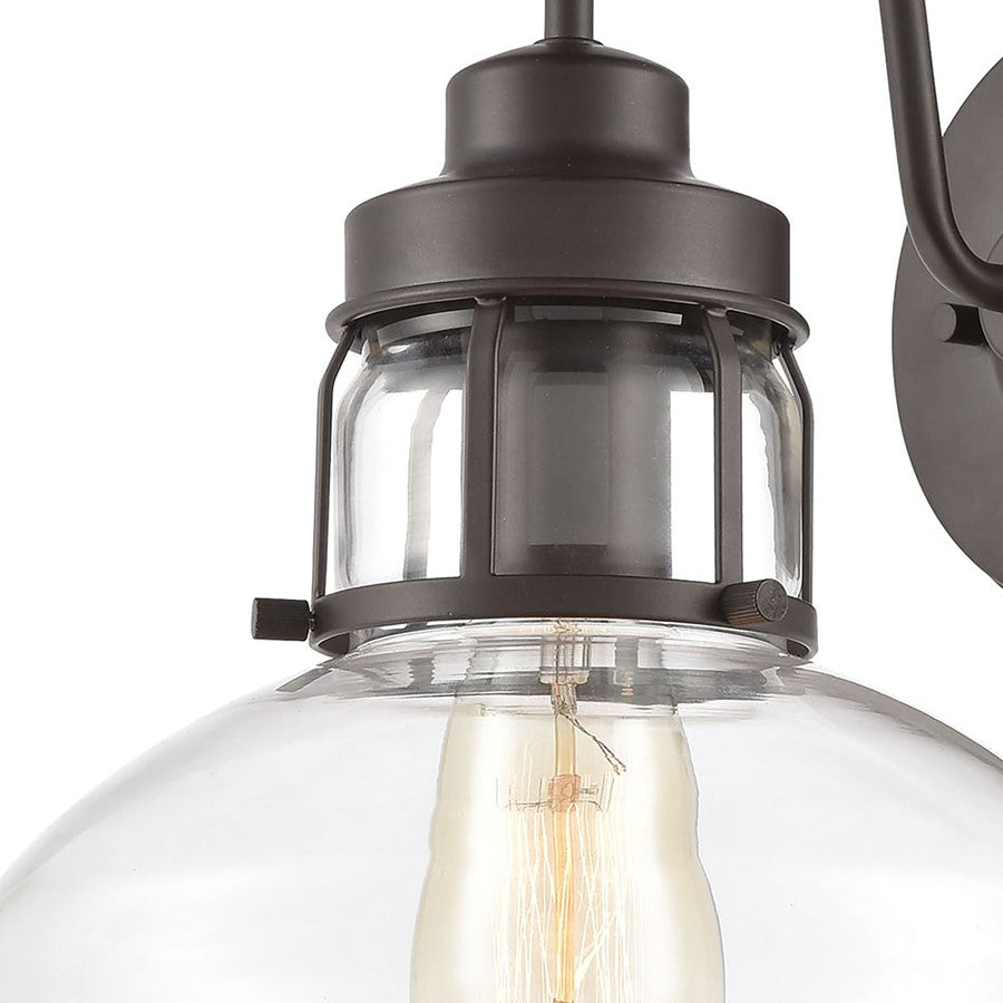 Atlas Lighting Manhattan Boutique 11in 1-Light Wall Sconce | Transitional Oil Rubbed Bronze and Clear Glass | Hallway & Bedroom | Model WL11105-BZ