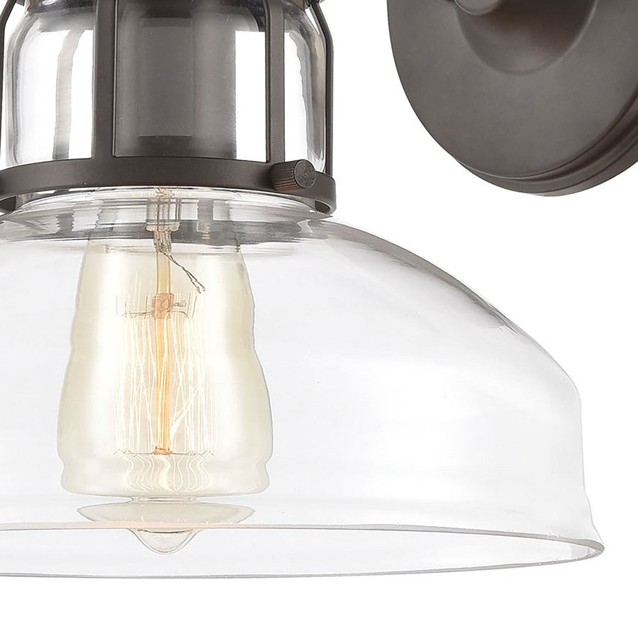 Atlas Lighting Manhattan Boutique 11in 1-Light Wall Sconce | Transitional Oil Rubbed Bronze and Clear Glass | Hallway & Bedroom | Model WL11105-BZ