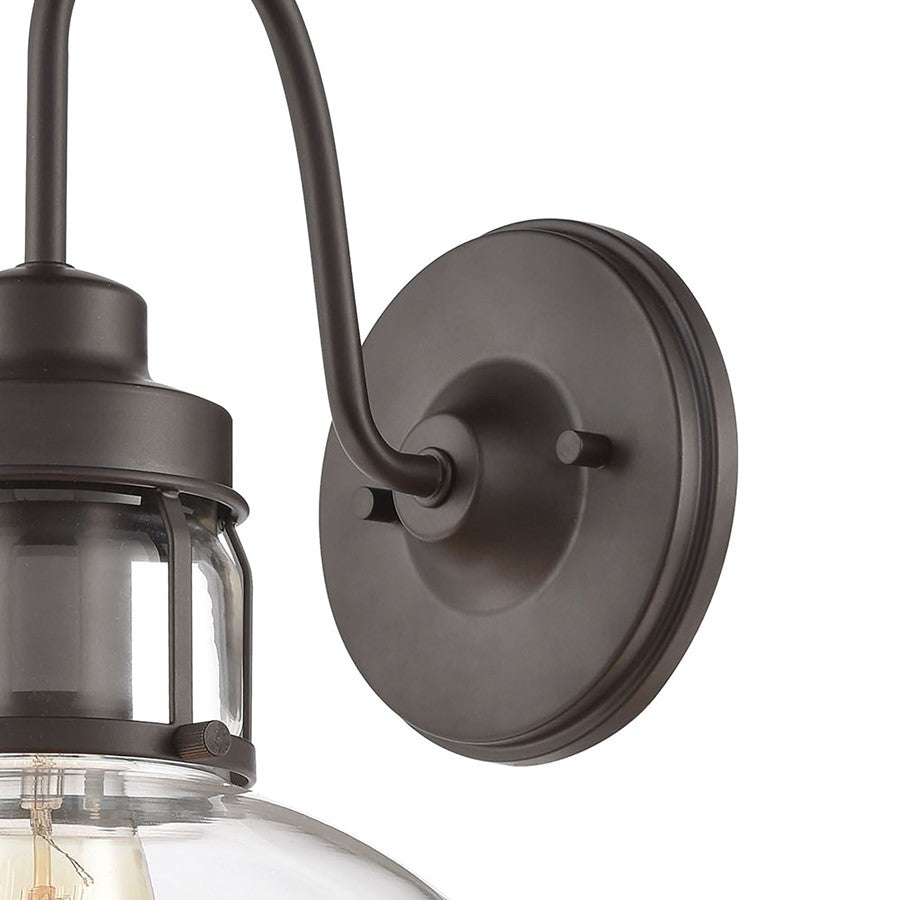 Atlas Lighting Manhattan Boutique 11in 1-Light Wall Sconce | Transitional Oil Rubbed Bronze and Clear Glass | Hallway & Bedroom | Model WL11105-BZ