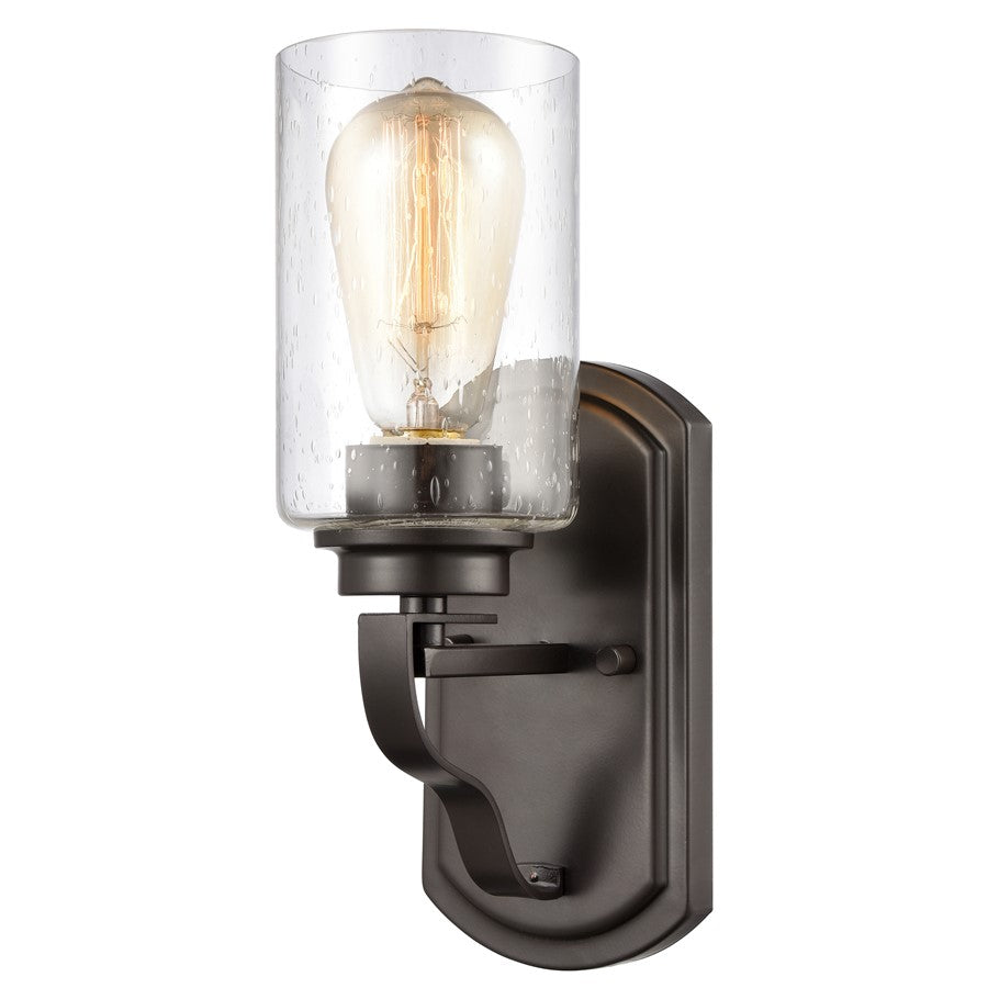 Atlas Lighting Market Square 5in 1-Light Wall Sconce | Transitional Oil Rubbed Bronze and Seeded Glass | Hallway & Bedroom Accent | Model WL11106-BZ