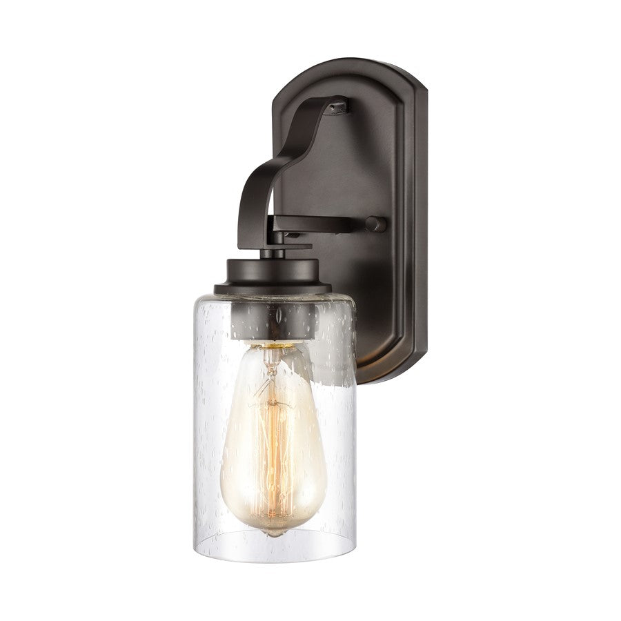 Atlas Lighting Market Square 5in 1-Light Wall Sconce | Transitional Oil Rubbed Bronze and Seeded Glass | Hallway & Bedroom Accent | Model WL11106-BZ