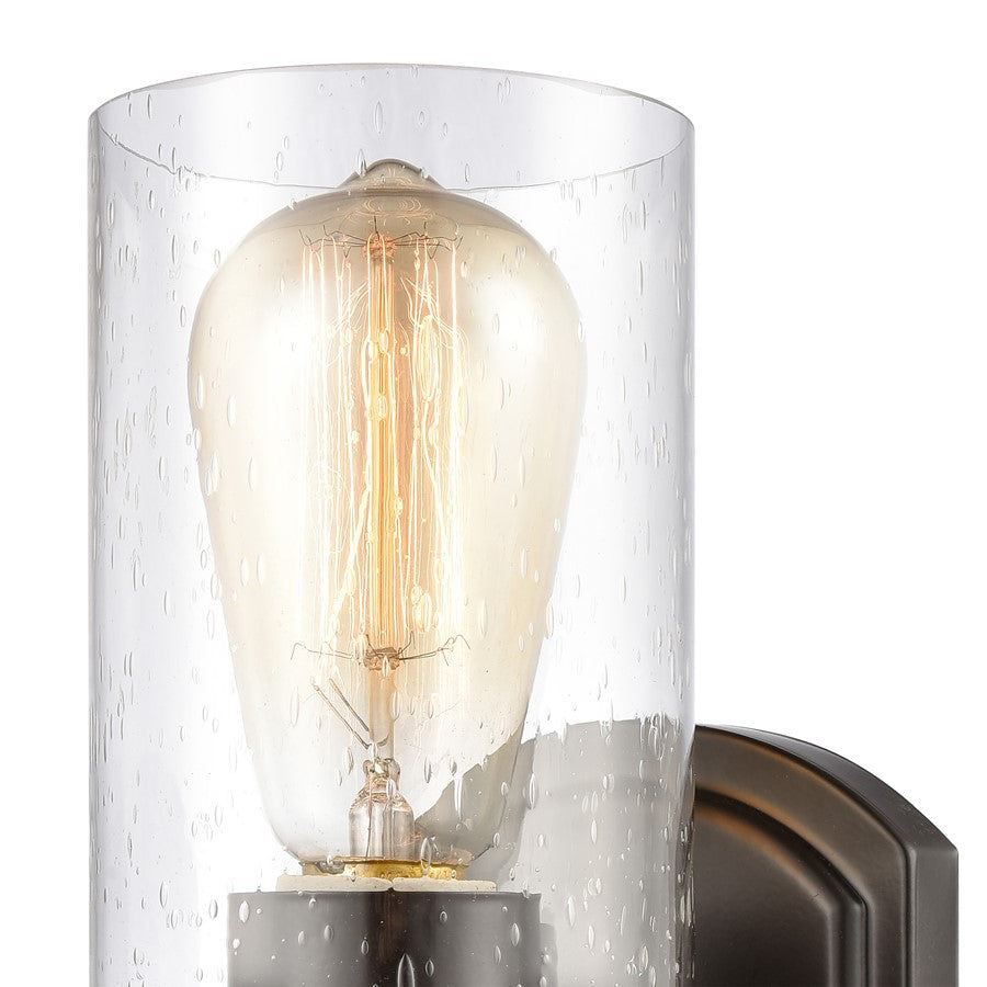 Atlas Lighting Market Square 5in 1-Light Wall Sconce | Transitional Oil Rubbed Bronze and Seeded Glass | Hallway & Bedroom Accent | Model WL11106-BZ